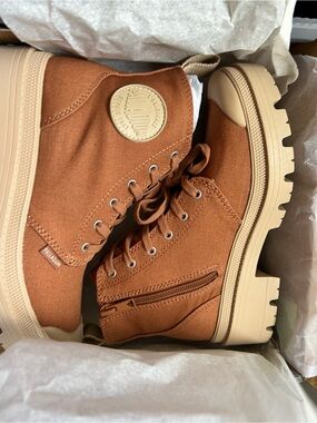 Palladium woman ankle orange boots size 5 US